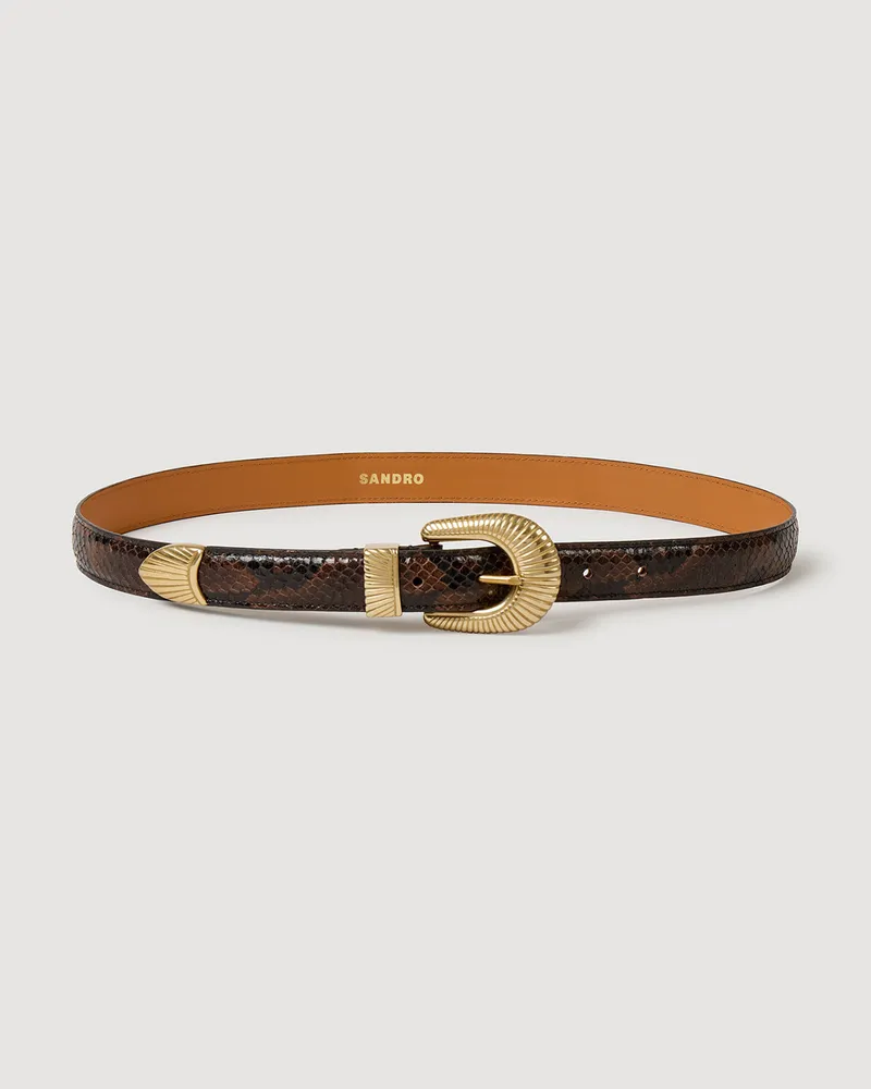 Sandro Ledergürtel in Python-Optik Dunkel-braun