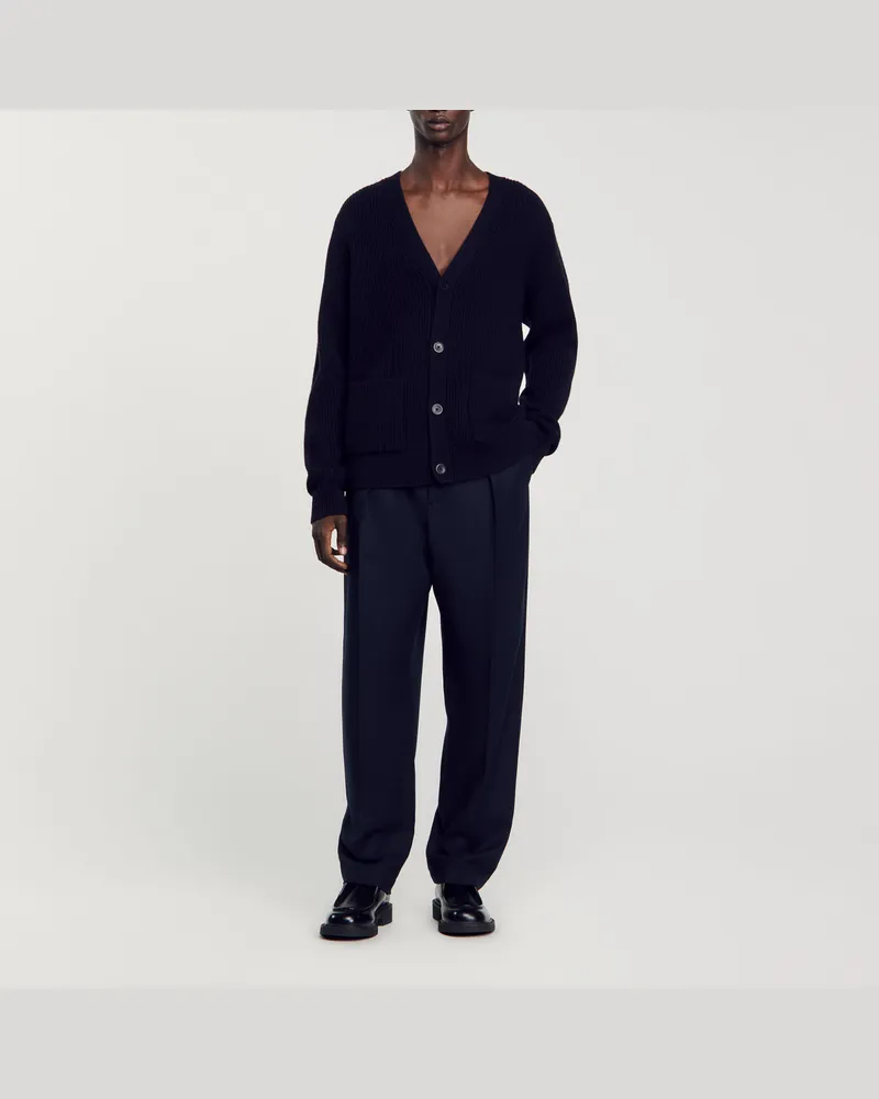 Sandro Cardigan aus Rippstrick Marine
