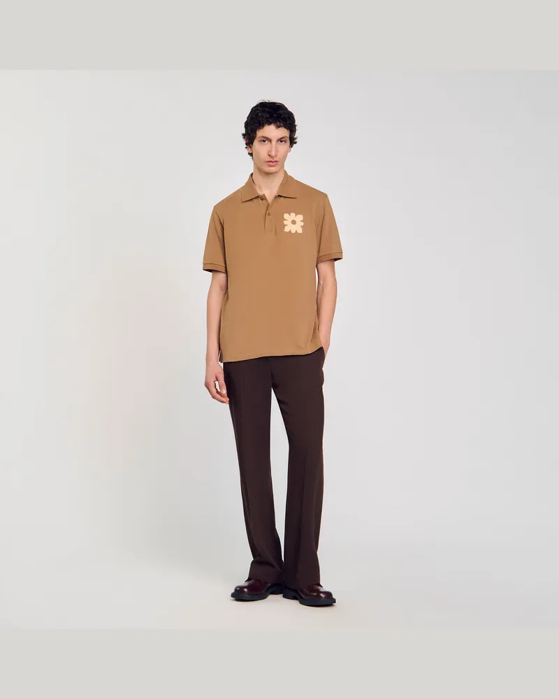 Sandro Polohemd mit Blumen-Patch Noix