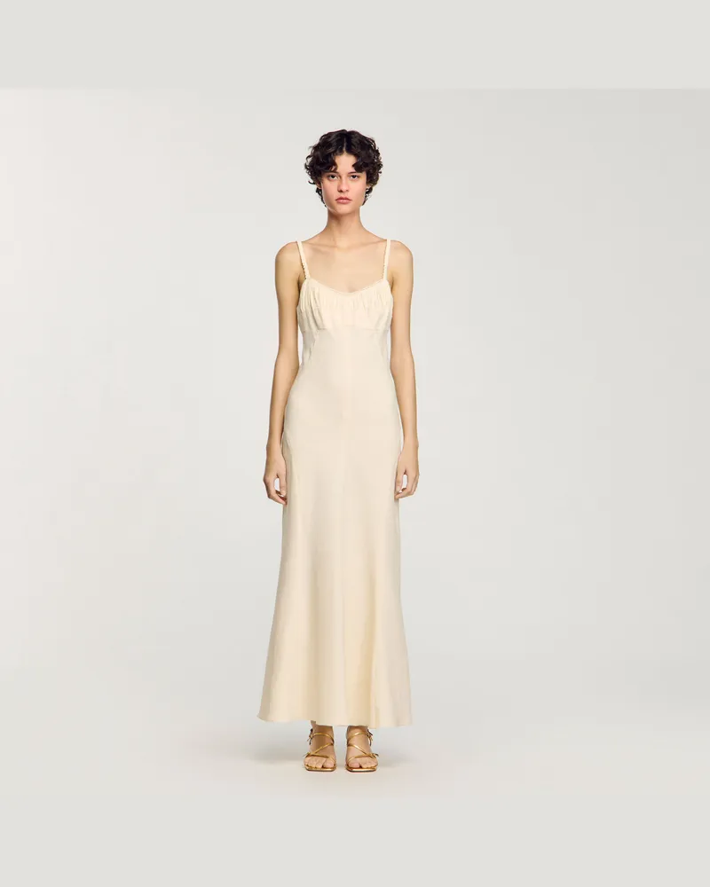 Sandro Langes Trägerkleid Ecru