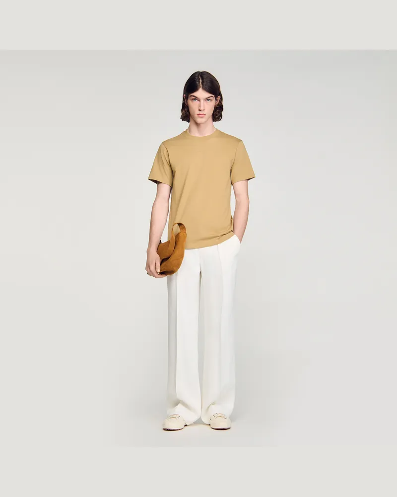Sandro T-Shirt aus Baumwolle Beige
