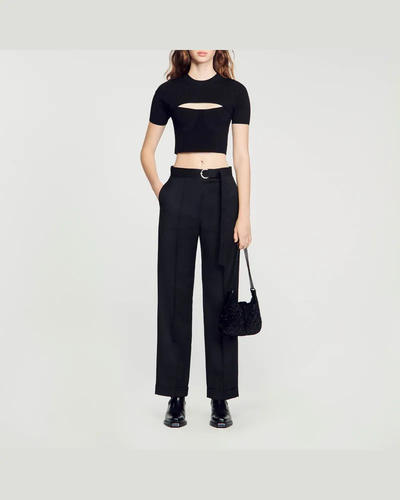 Sandro Gerade geschnittene Hose Schwarz