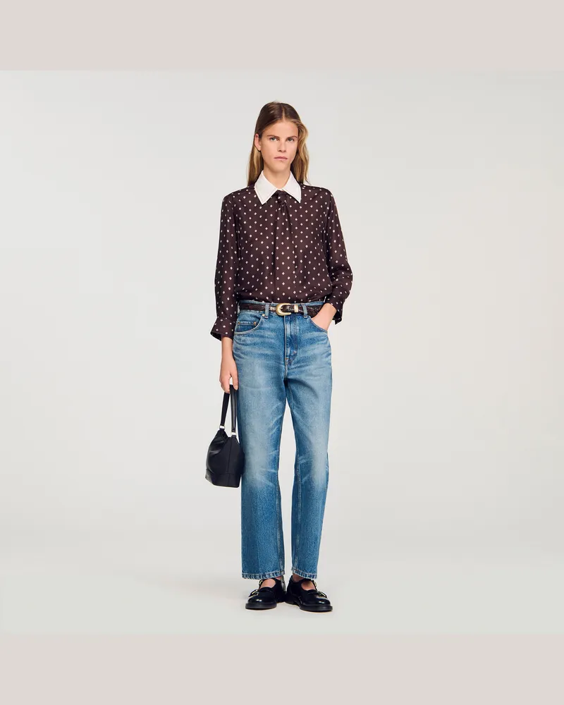 Sandro Hemd mit Muster & Krawatte Brown