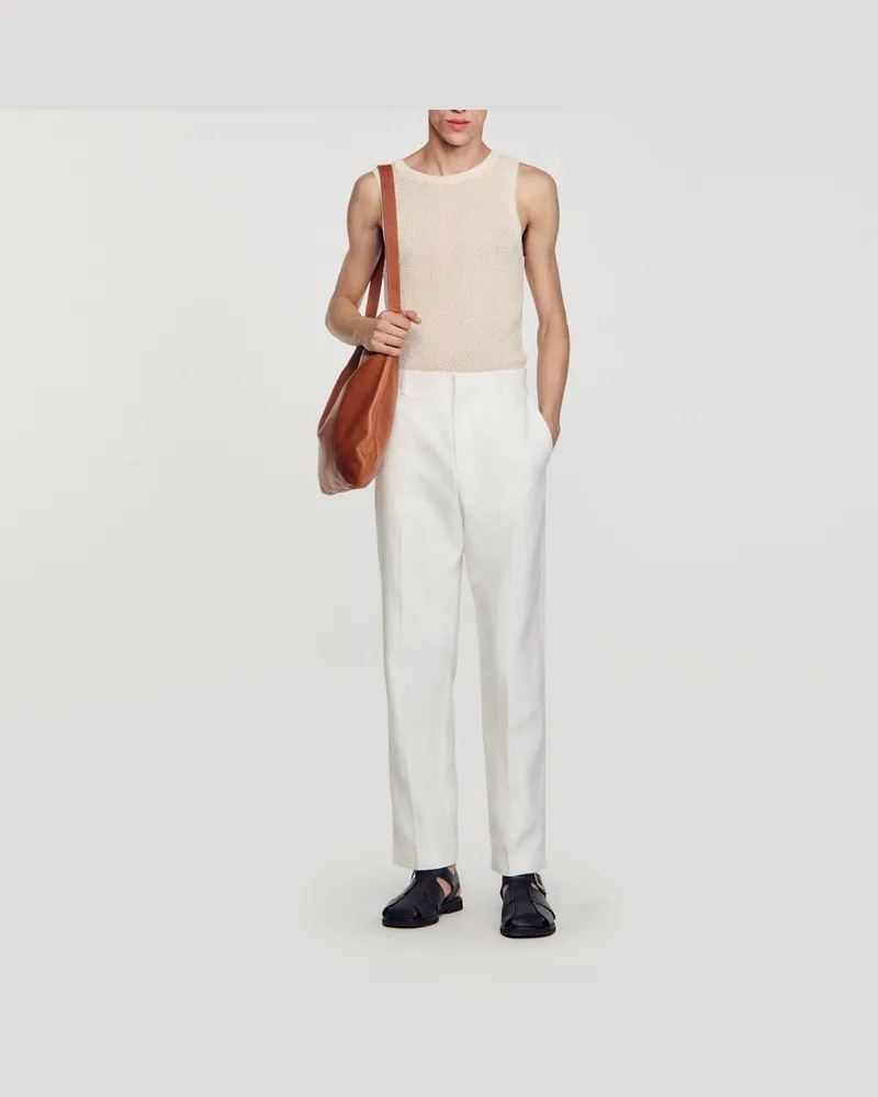 Sandro Hose aus Leinen und Baumwolle Weiß