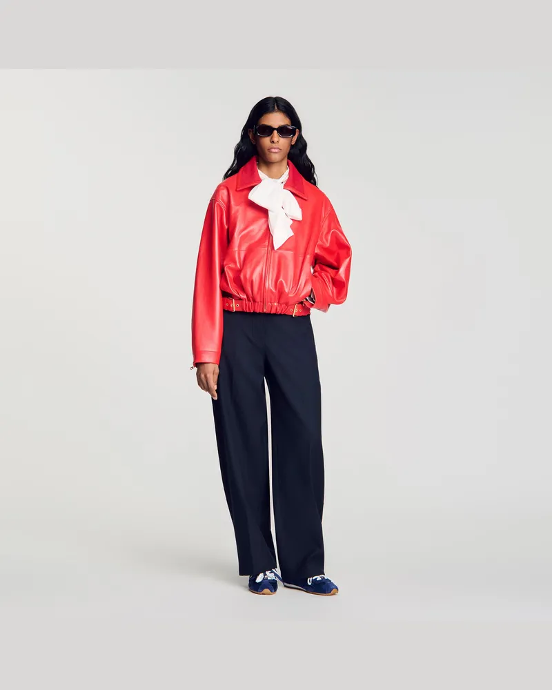 Sandro Lederblouson Rot