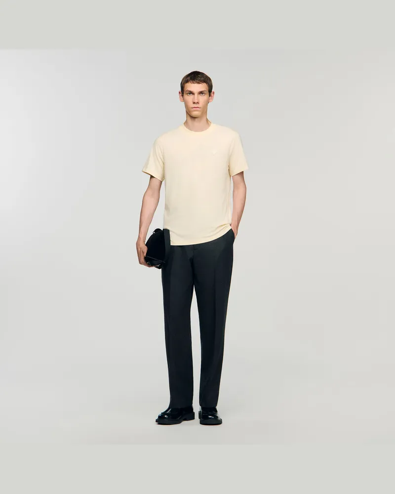Sandro T-Shirt mit Herz-Patch Butter