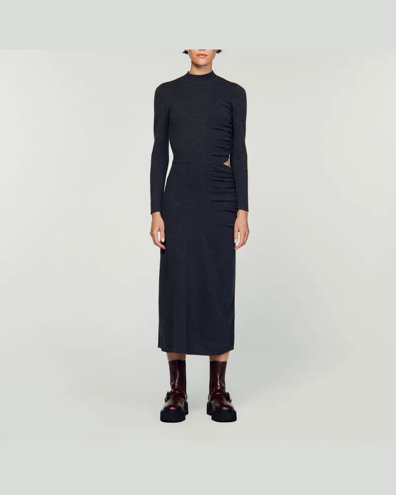 Sandro Langes Strickkleid Anthrazit