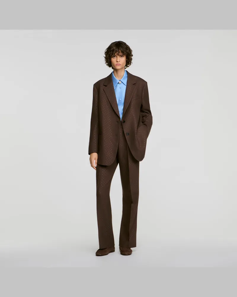 Sandro Taillierter Blazer mit Strass Braun