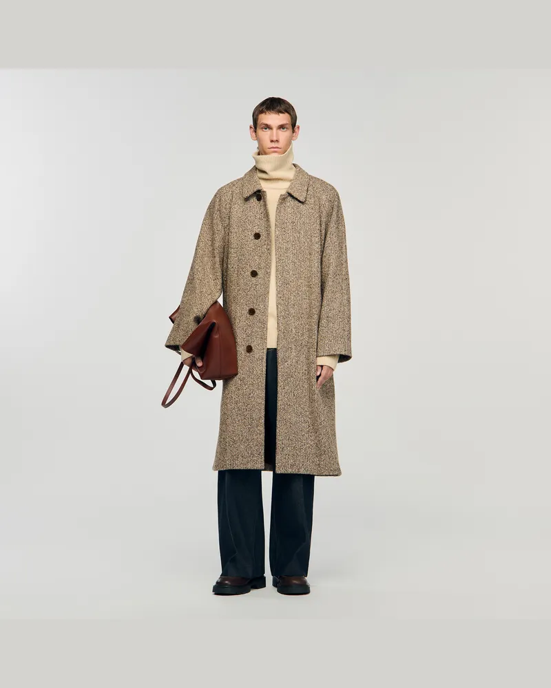 Sandro Oversize-Mantel aus Wolle Braun