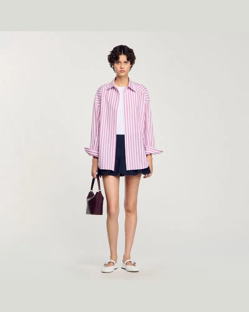 Sandro Gestreiftes Hemd mit Strass Rosa