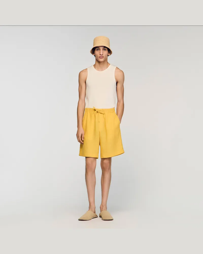 Sandro Leinenshorts mit Elastikbund Tangerine