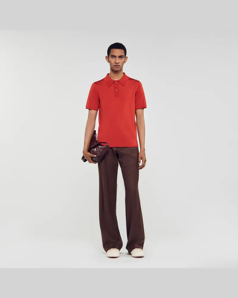 Sandro Strick-Poloshirt mit kurzen Ärmeln Blood