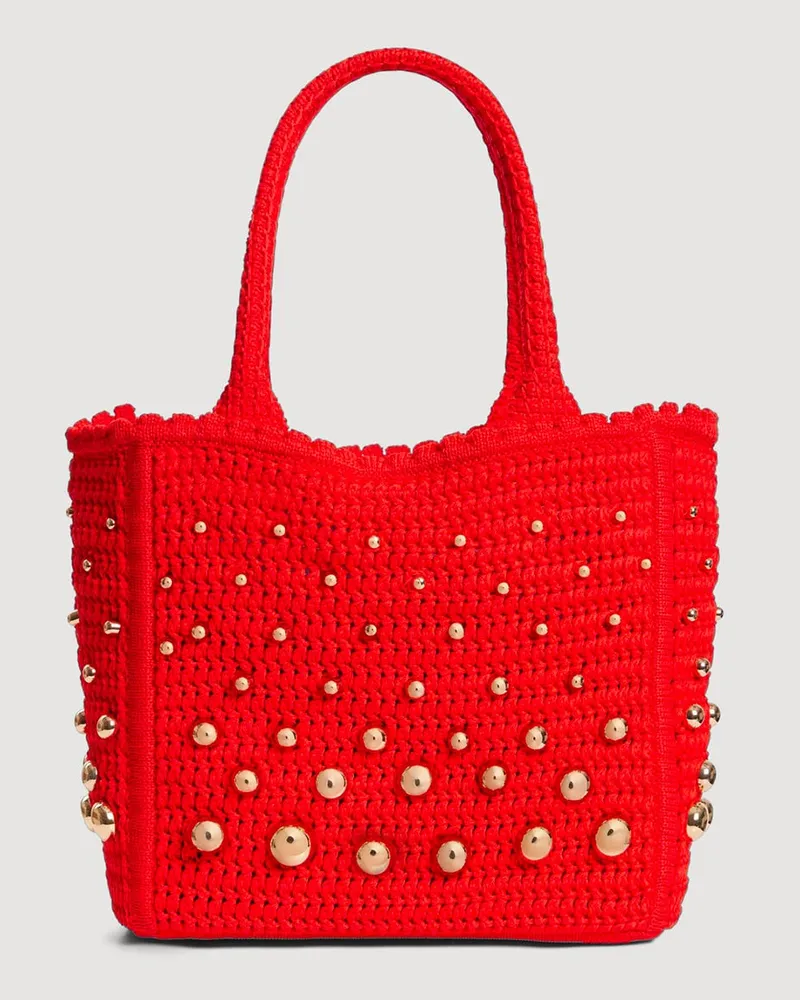 Sandro Häkeltasche mit Nieten Rot