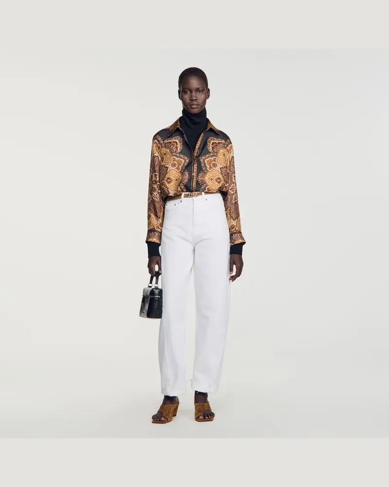 Sandro Seidenhemd mit Foulard-Print Noir