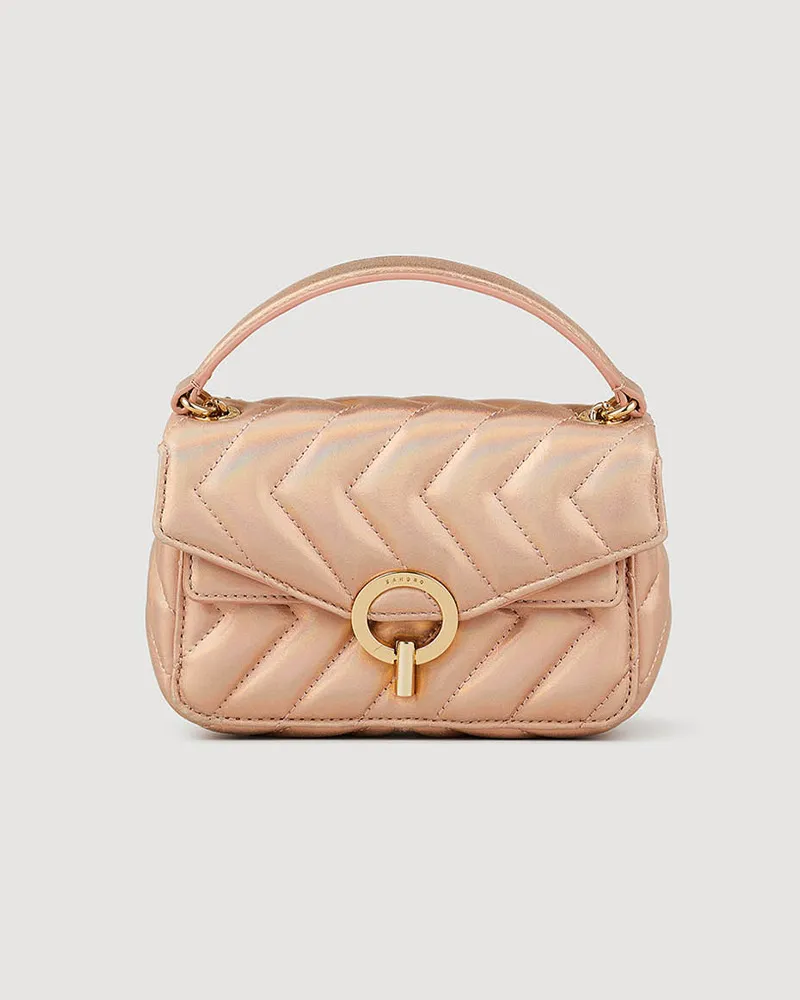 Sandro Mini-Tasche YZA aus Schimmer-Stepp-Leder Rosa