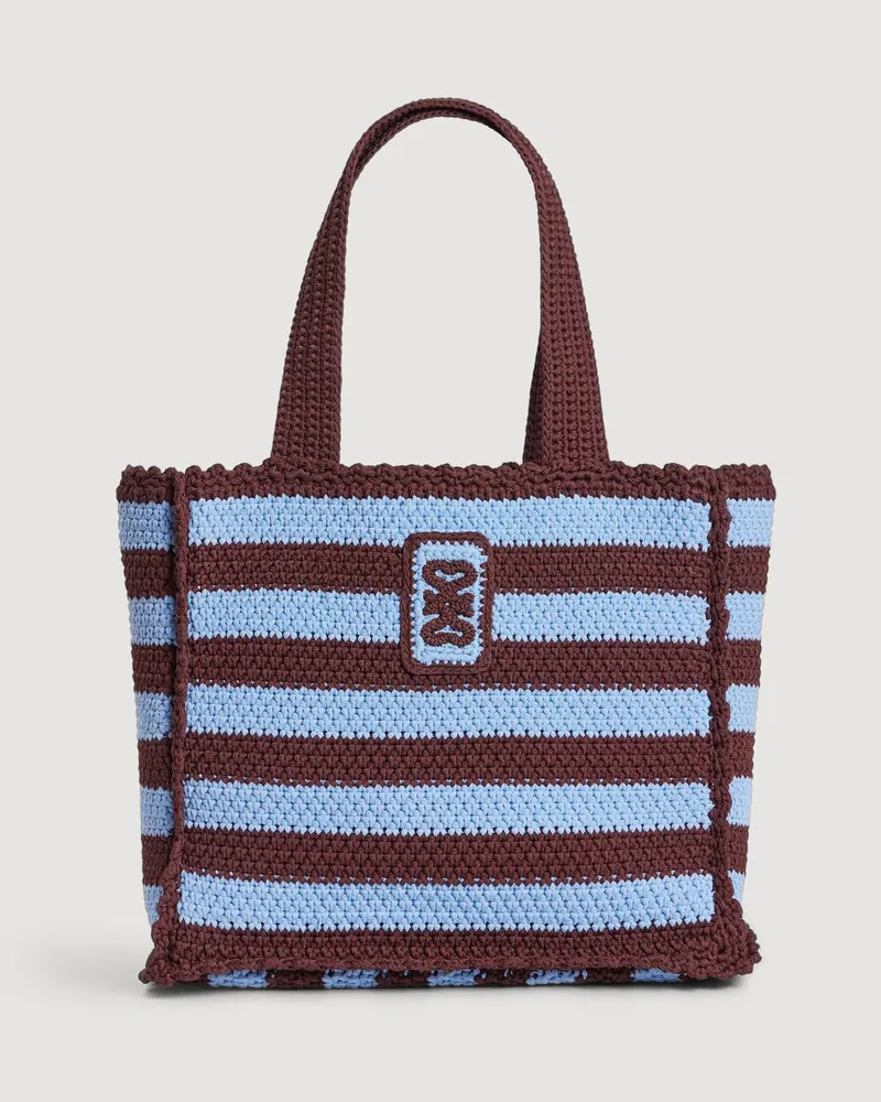 Sandro Gestreifte Häkeltasche Ciel