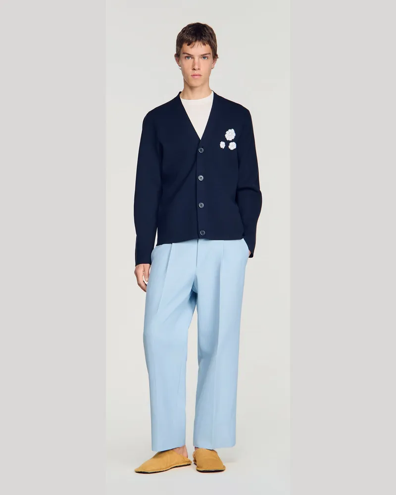 Sandro Cardigan mit Jacquard-Blumenmotiv Midnight