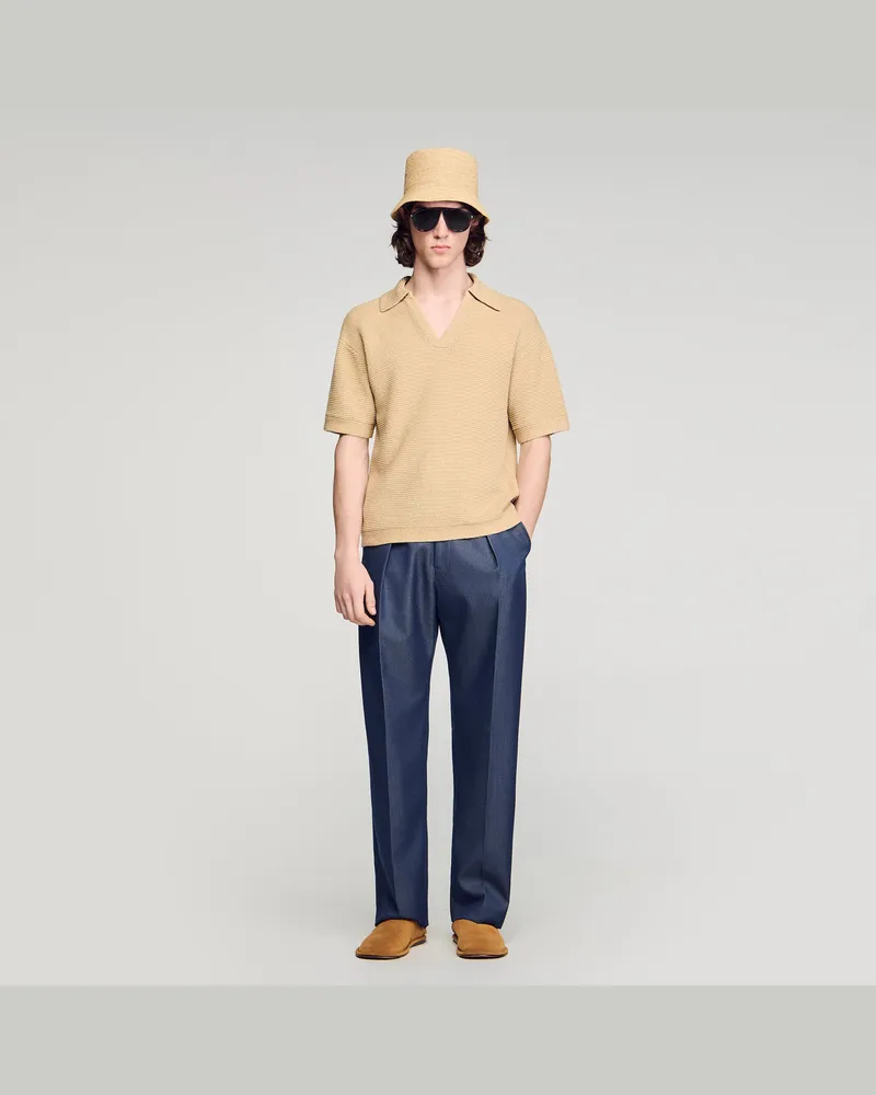 Sandro Poloshirt in Jute-Optik Beige