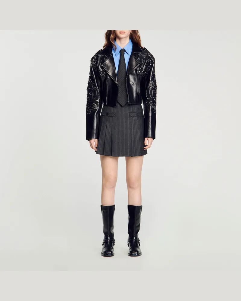 Sandro Kurzer Streifenrock Grau