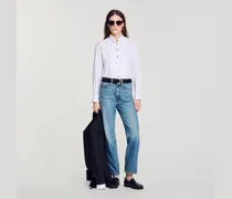Faltenbluse mit Origami-Kragen
