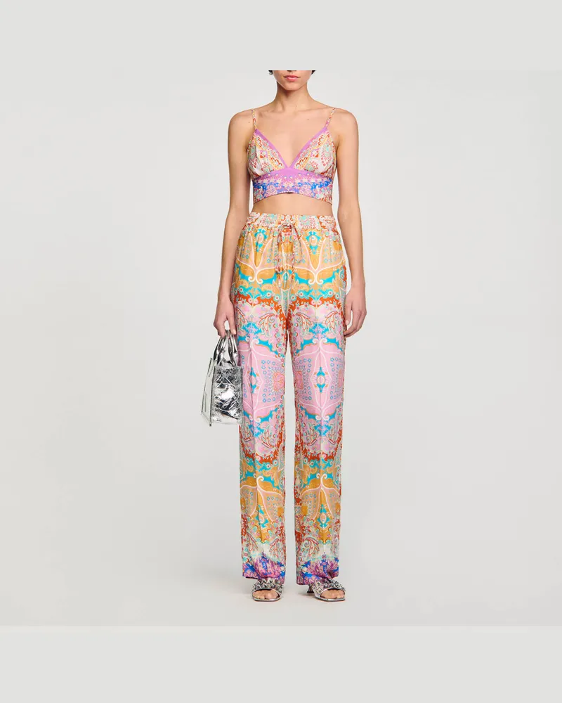 Sandro Fließende bedruckte Hose Rot