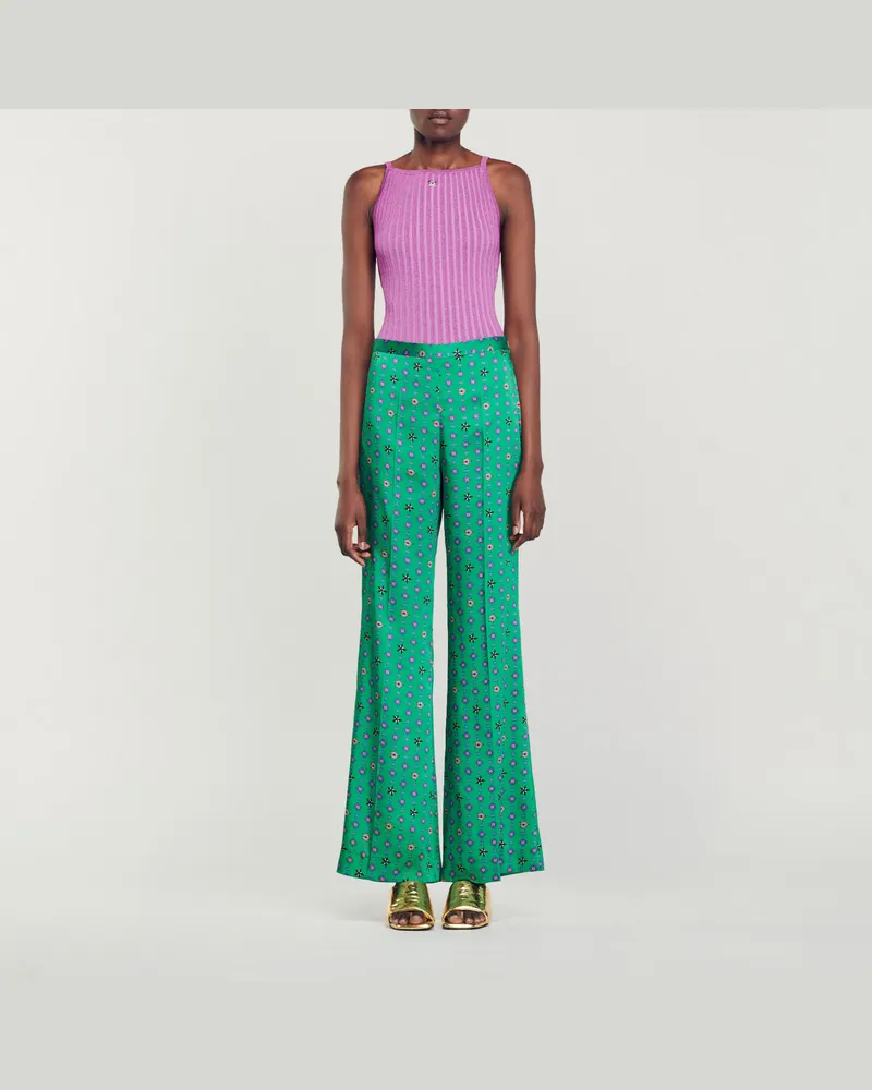 Sandro Fließende Hose mit Print Grün