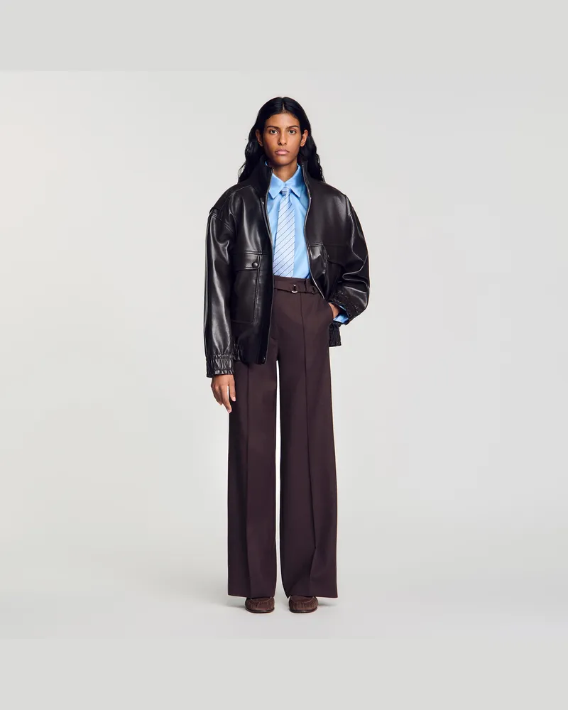 Sandro Hose mit Metallringen Braun
