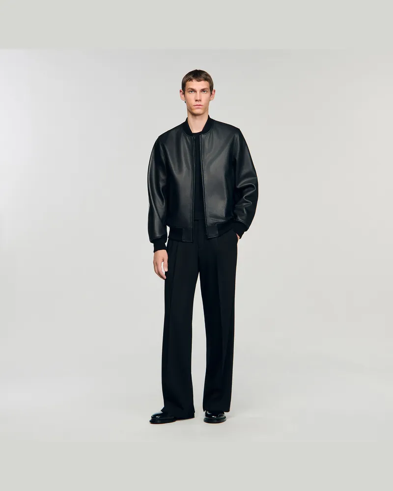 Sandro Blouson aus Leder Schwarz
