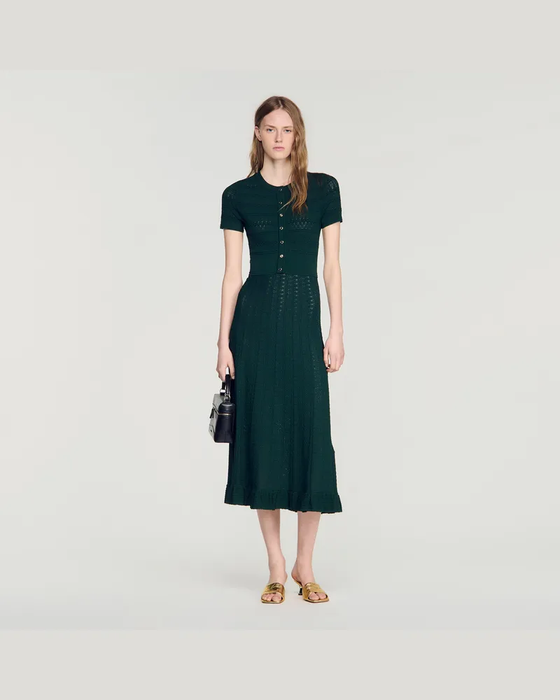 Sandro Langes Pointelle-Strickkleid Grün