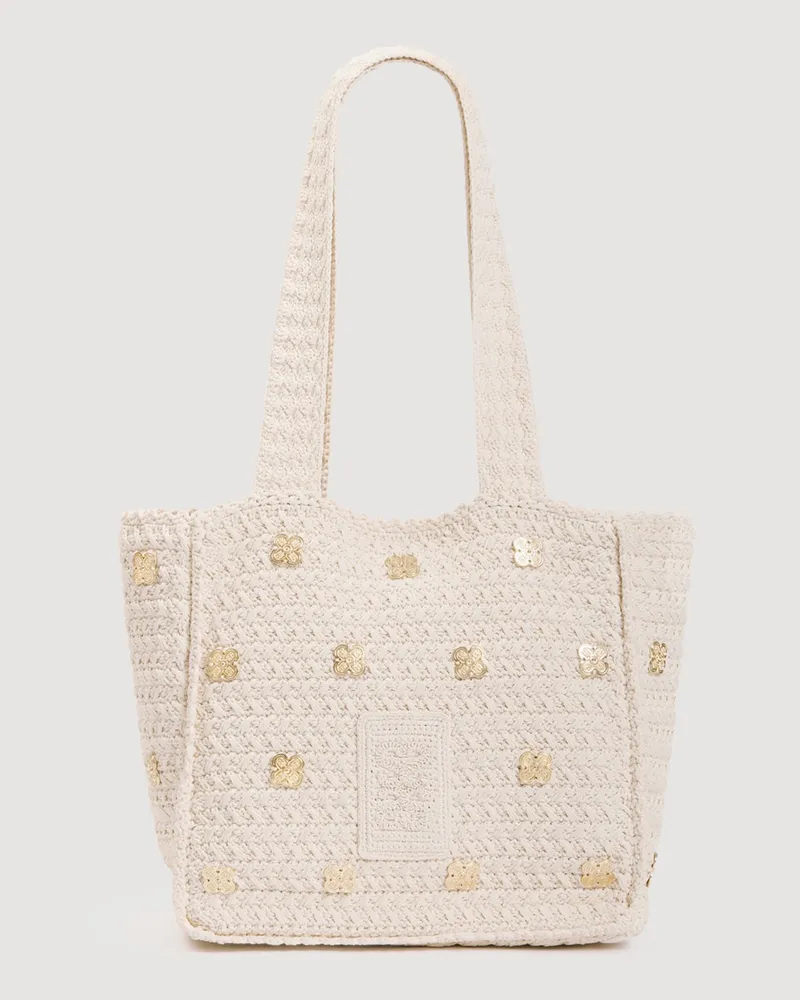 Sandro Häkeltasche mit Quasten Ecru