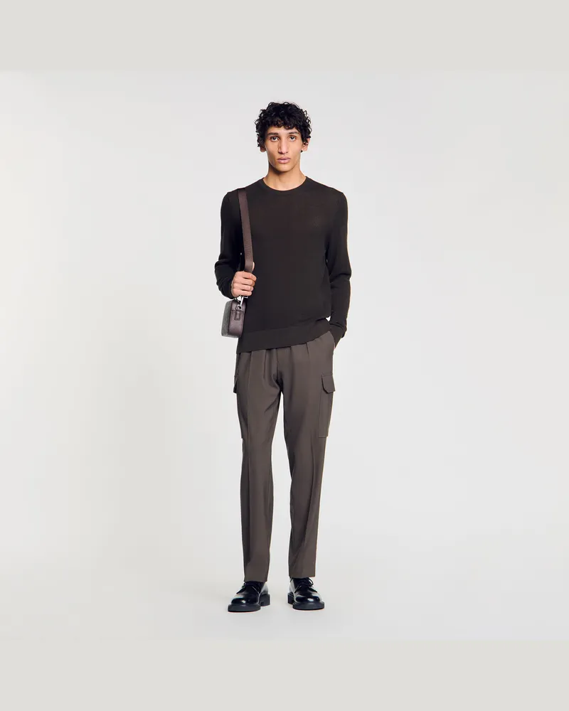Sandro Pullover aus texturiertem Strick Kaki