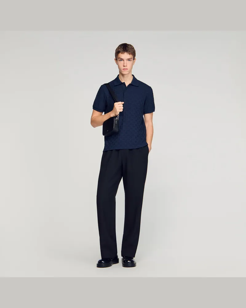 Sandro Polo mit Square-Cross-Jacquard Midnight