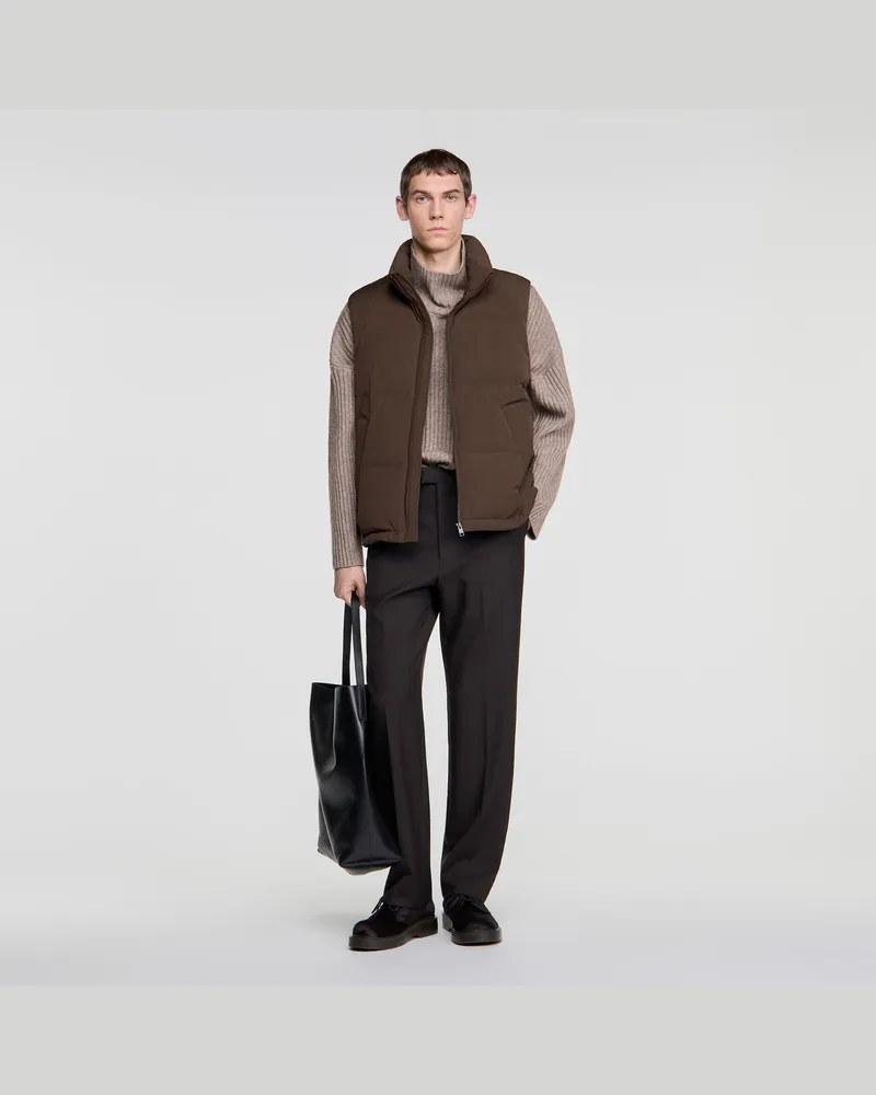 Sandro Ärmellose Daunenjacke mit Zip Taupe