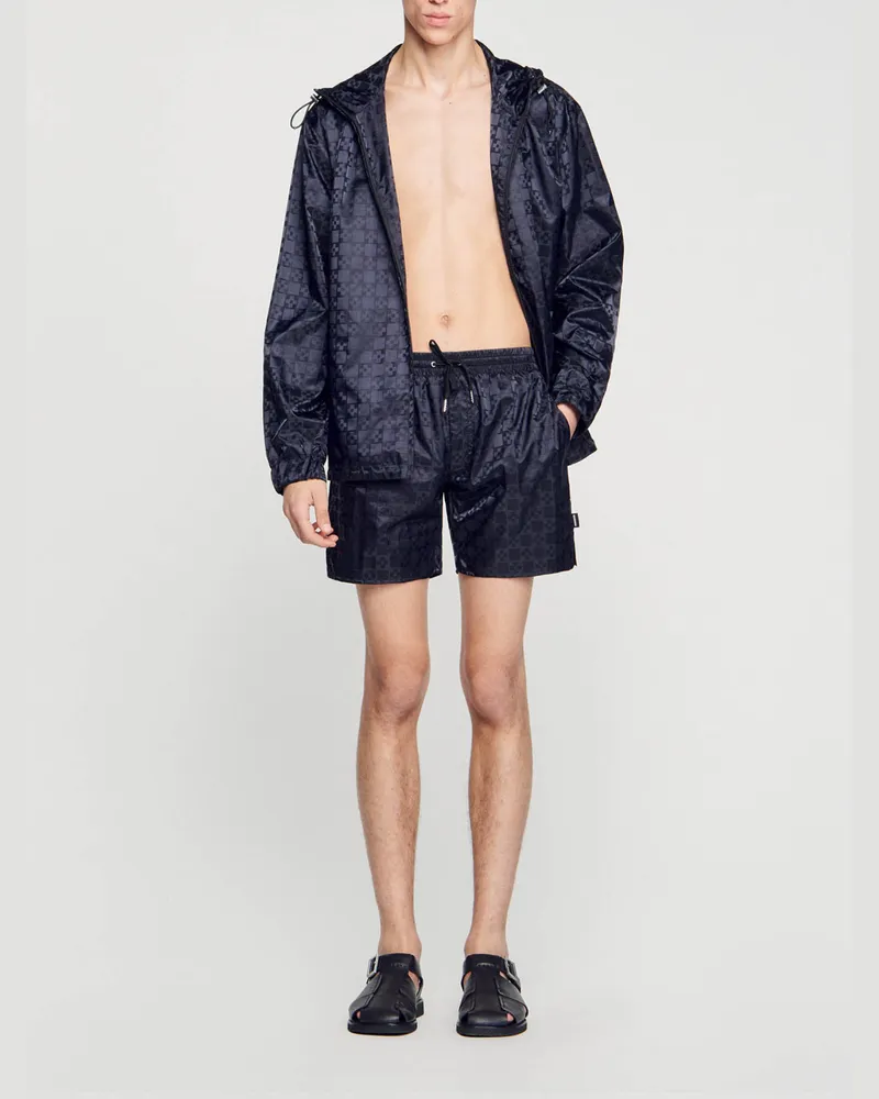 Sandro Badehose mit Square-Cross-Muster Schwarz