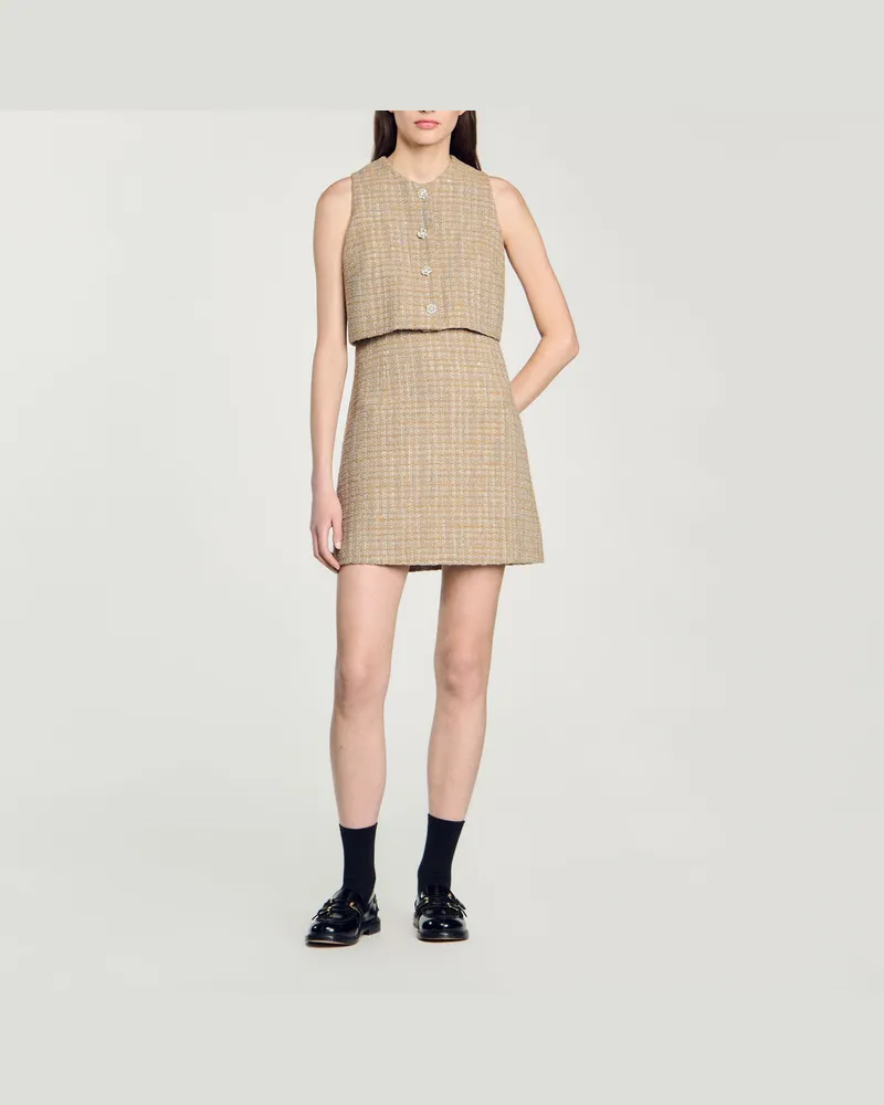 Sandro Tweedkleid Kamel