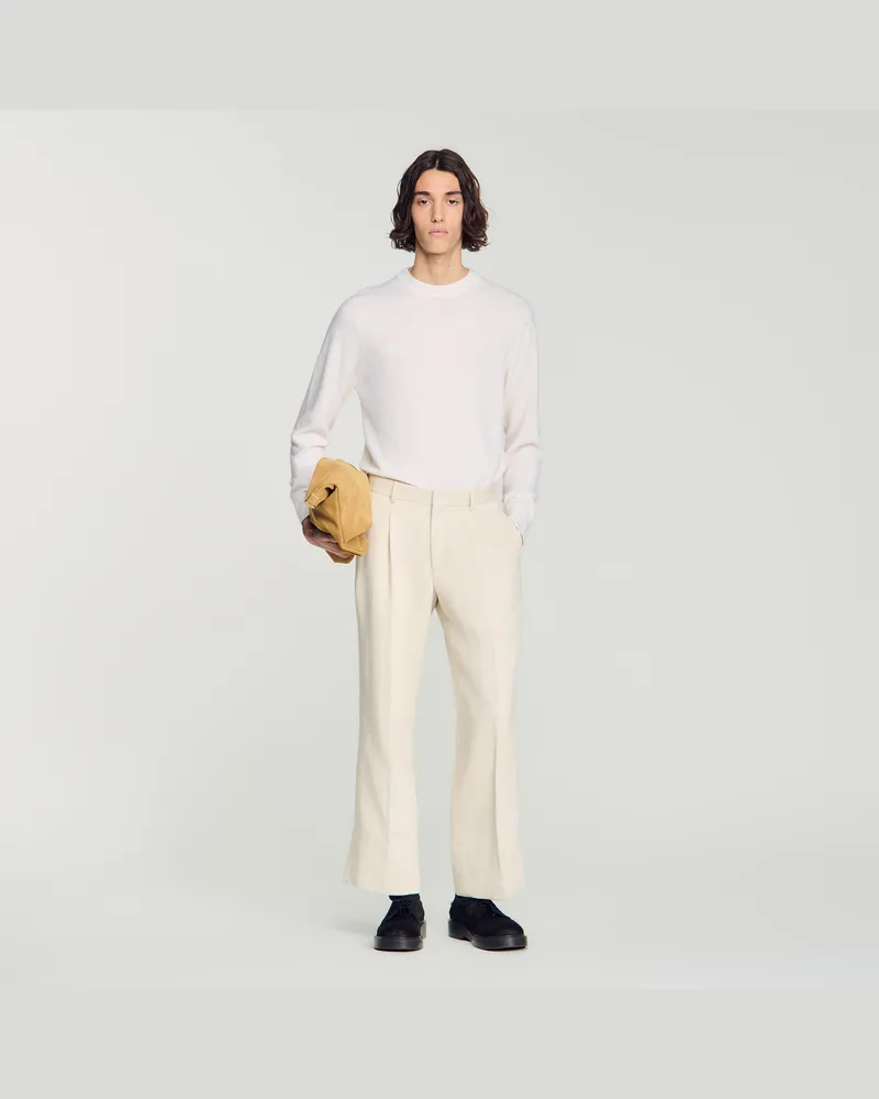 Sandro Weite Bundfaltenhose Leinenmix Ecru