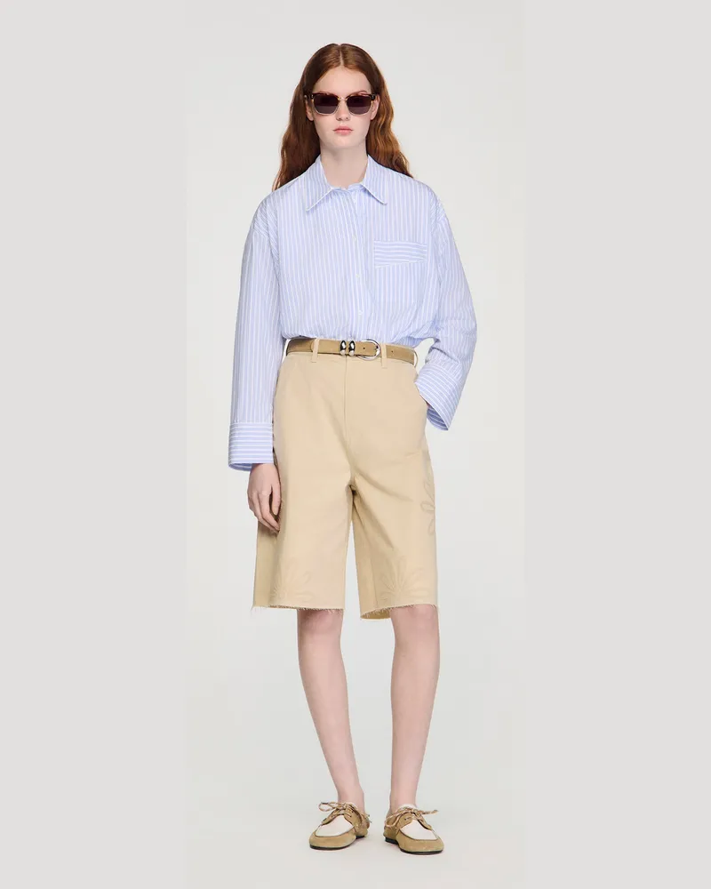 Sandro Bermudas mit Blumen-Cut-outs Beige