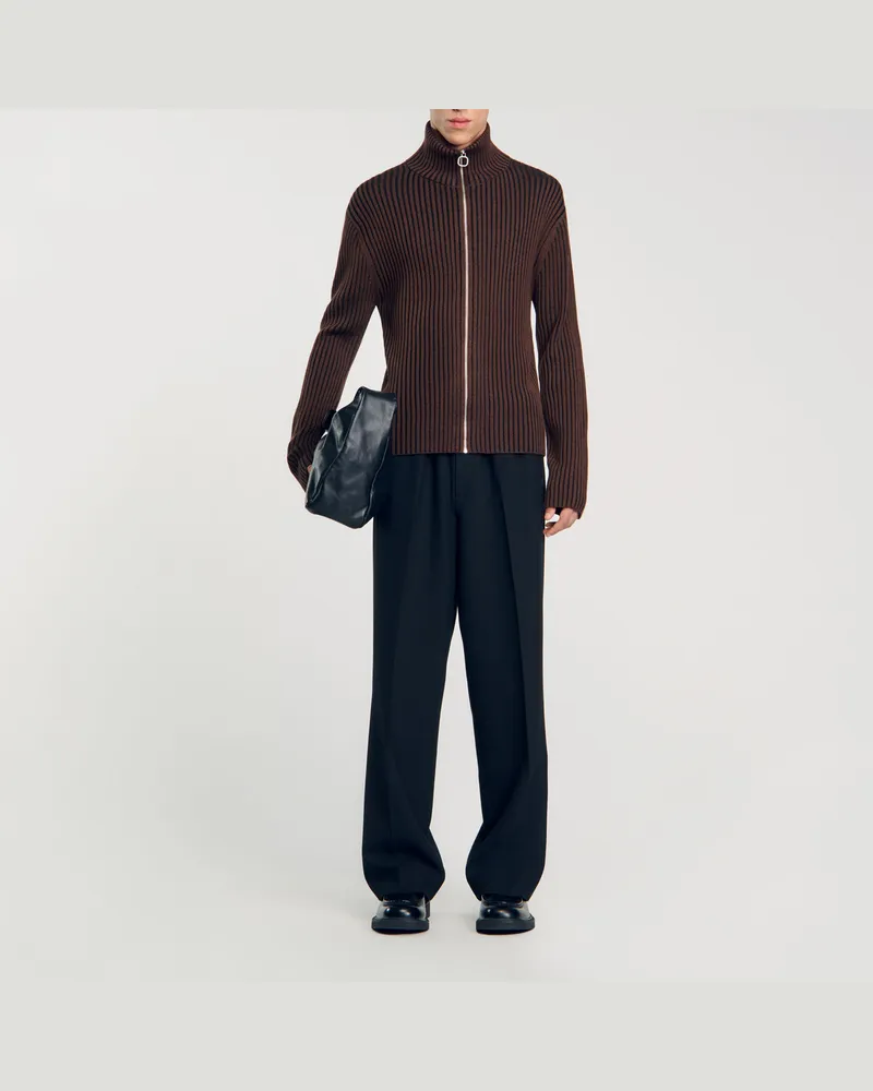 Sandro Rippstrick-Cardigan Hell-braun