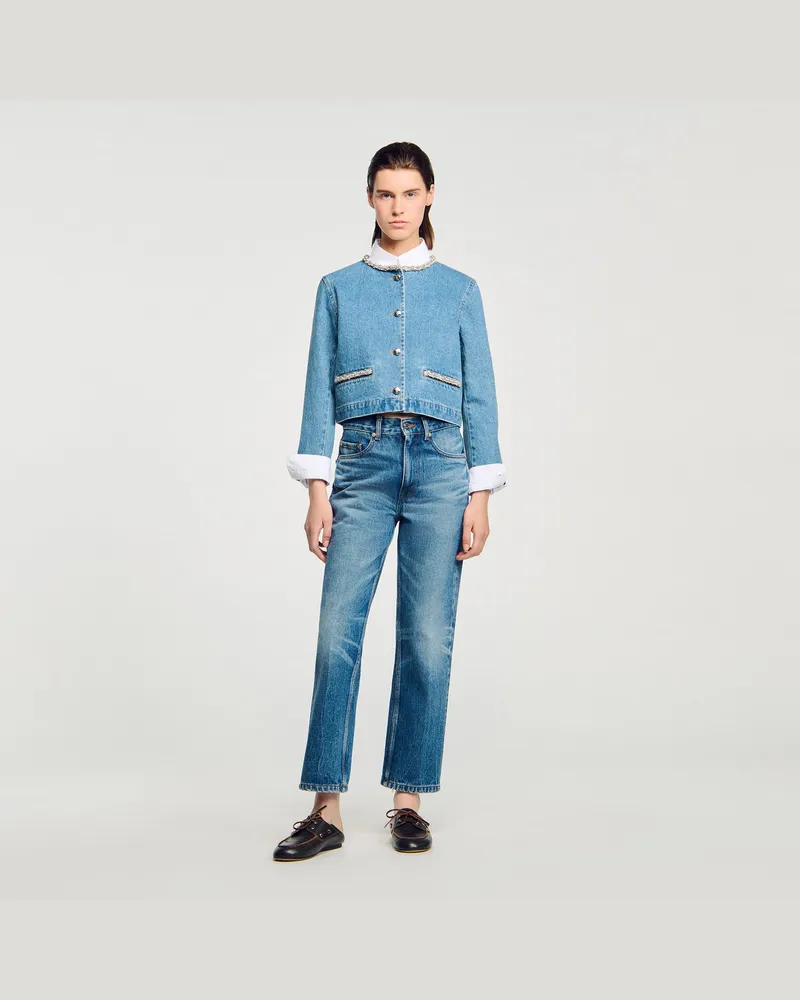 Sandro Jeansjacke mit Strass Jeansblau