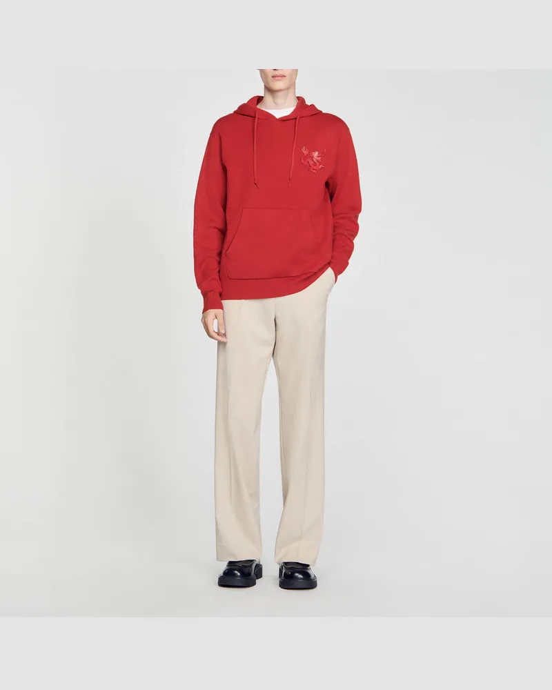Sandro Hoodie mit Drachen Rot