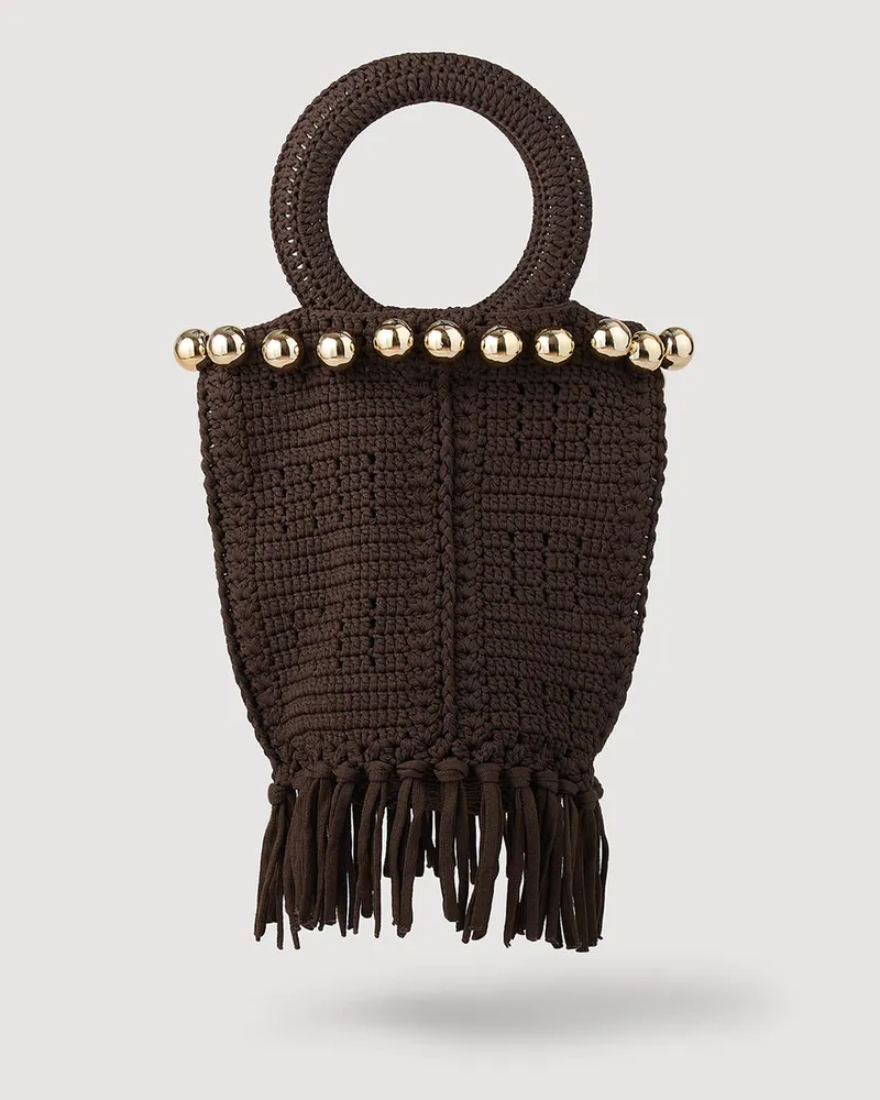 Sandro Kleine Tasche in Häkeloptik Braun