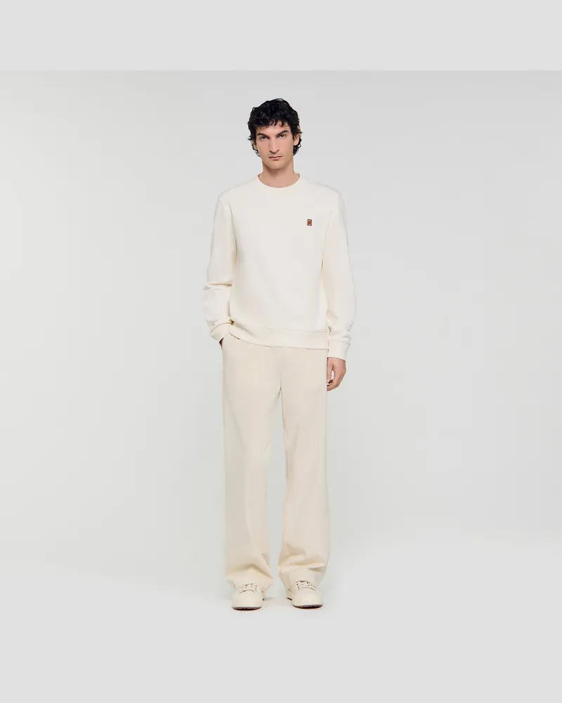 Sandro Oversize-Sweatshirt mit Leder-Patch Butter