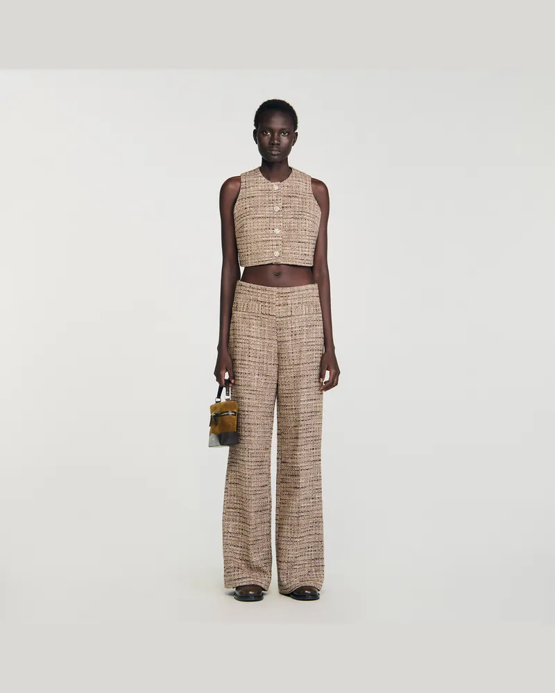 Sandro Top aus Tweed Braun