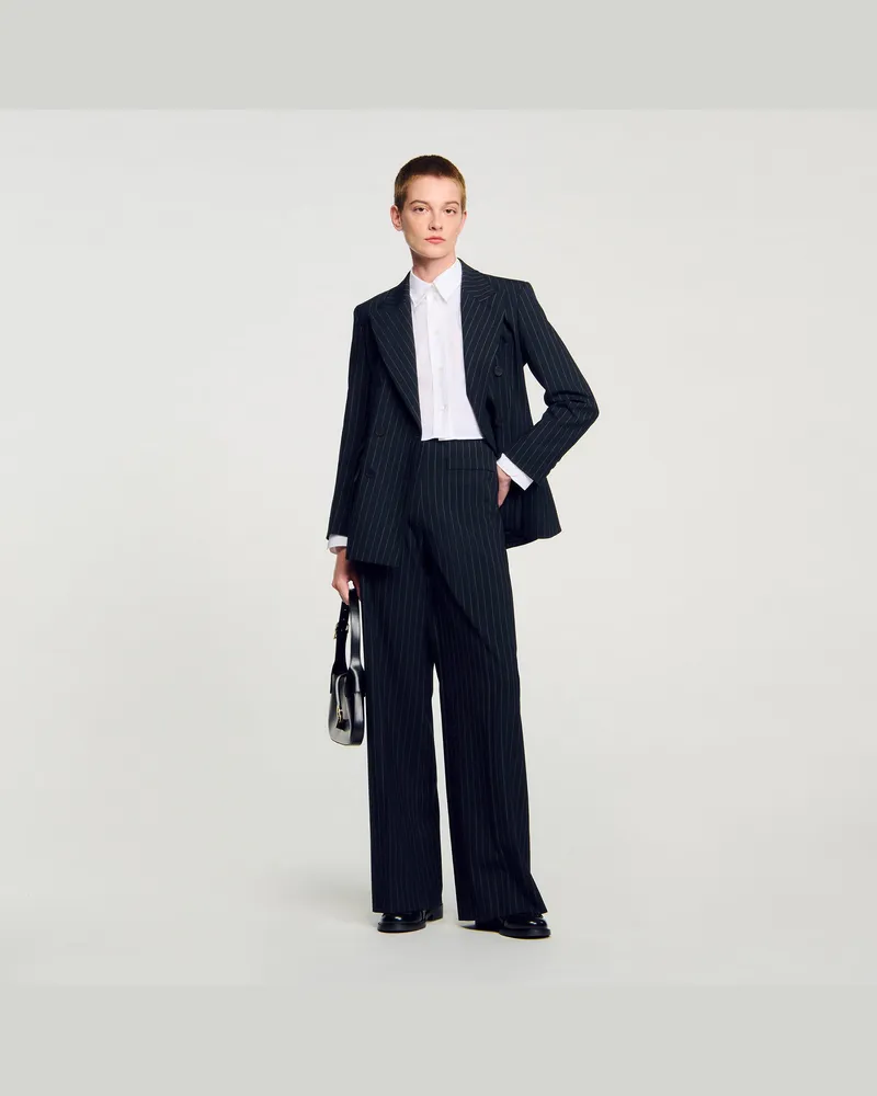 Sandro Gestreifter Blazer Schwarz