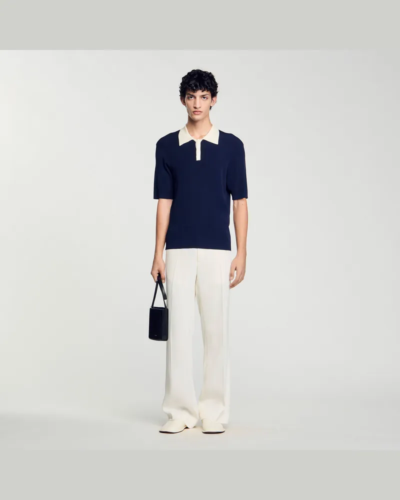 Sandro Zweifarbiges Poloshirt Marine