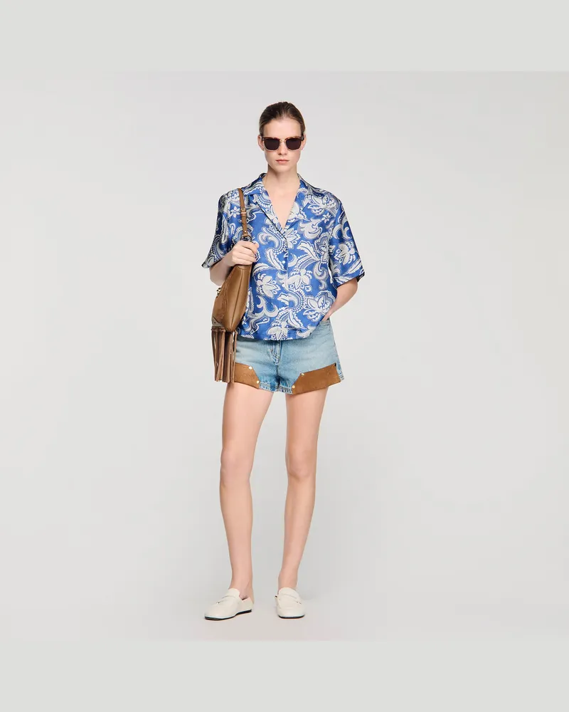Sandro Hemd mit Blumenprint Bleu