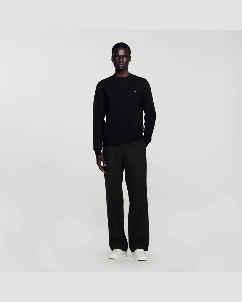 Sandro Sweatshirt mit Square-Cross-Motiv Schwarz