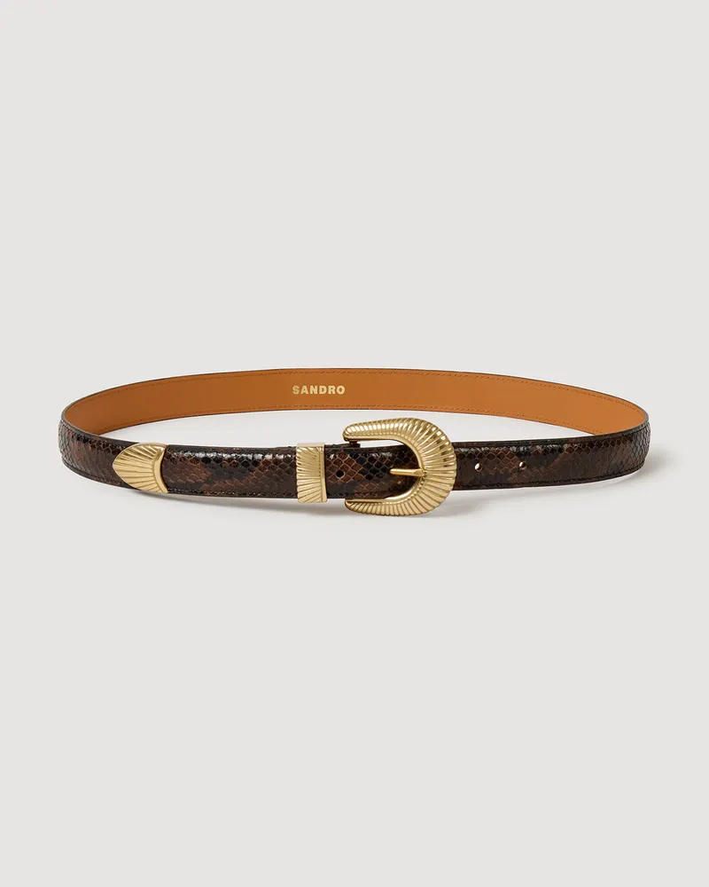 Sandro Ledergürtel in Python-Optik Dunkel-braun