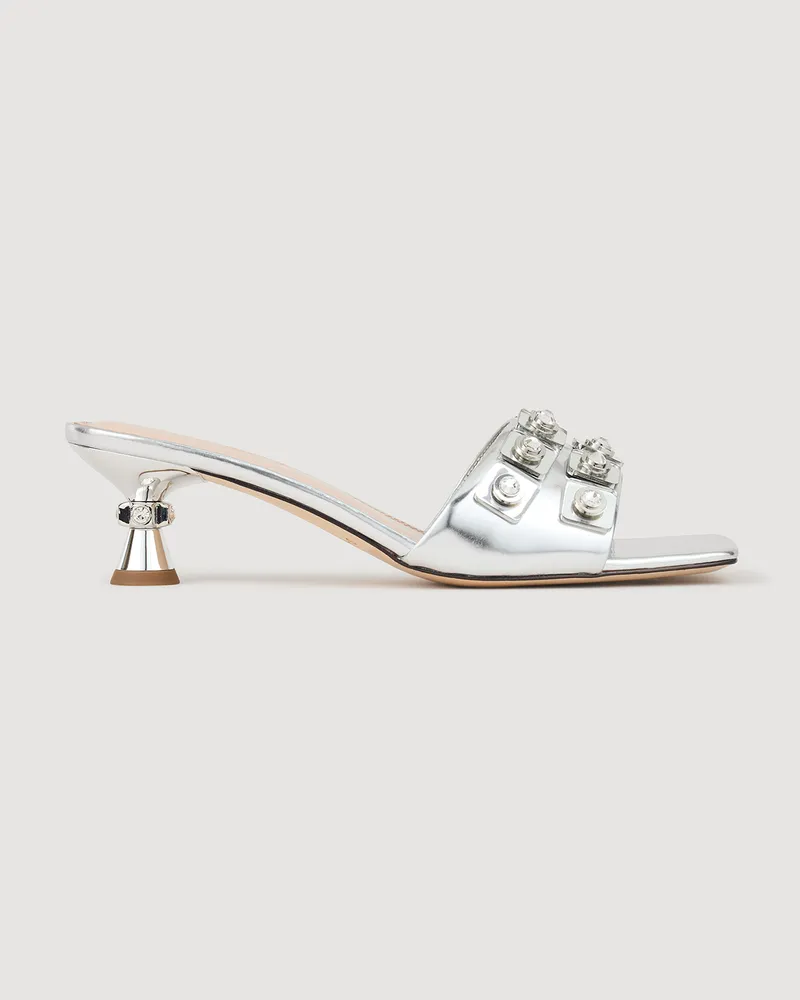Sandro Mules aus Metallicleder Silber