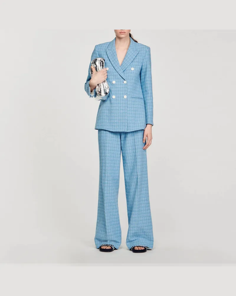 Sandro Anzugjacke aus Tweed Blau